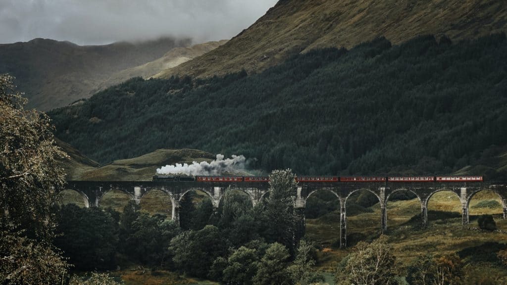 Train on the Glenfinnan Viaduct, Scotland